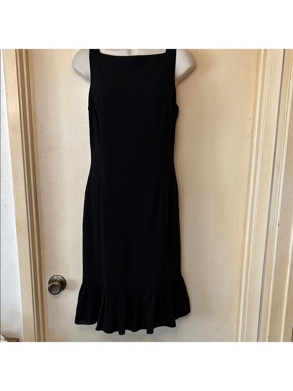 Lauren Ralph Lauren Black Midi Dress with Ruffle Hem size 8